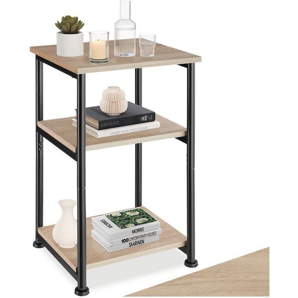 tectake Beistelltisch Ablagetisch, 34 x 30 x 59 cm, mit höhenverstellbaren Kunststofffüßen (Sofatisch Memphis, 1-St., in Industrial Holz hell, Eiche Sonoma), In