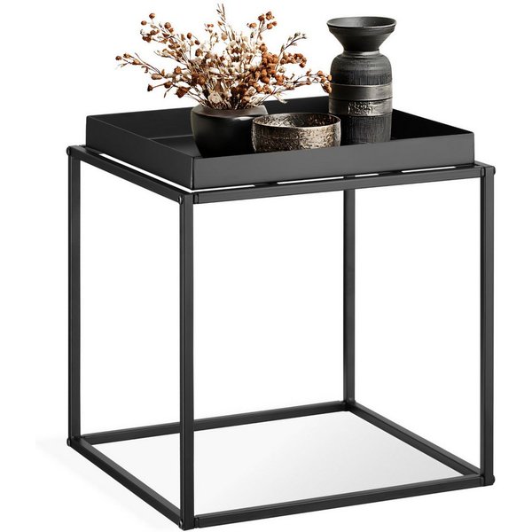 tectake Beistelltisch Ablagetisch, 40 x 40 x 44 cm, mit bodenschonenden Anti-Rutsch-Pads (Sofatisch Cambridge, 1-St., in schwarz), Stahl, ausgestattet mit Ablag
