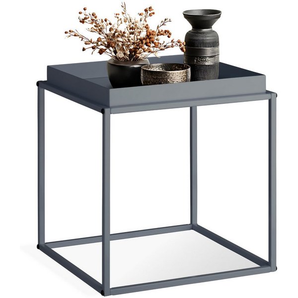 tectake Beistelltisch Ablagetisch, 40 x 40 x 44 cm, mit bodenschonenden Anti-Rutsch-Pads (Sofatisch Cambridge, 1-St., in dunkelgrau), Stahl, ausgestattet mit Ab