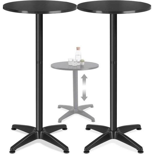 tectake Bistrotisch Aluminium-Stehtisch, höhenverstellbar, 60 x 70 / 110 cm, (Bartisch Frederic, 2-St., in schwarz), wetterfest, 2 Aufbauhöhen, Zementsockel, Be