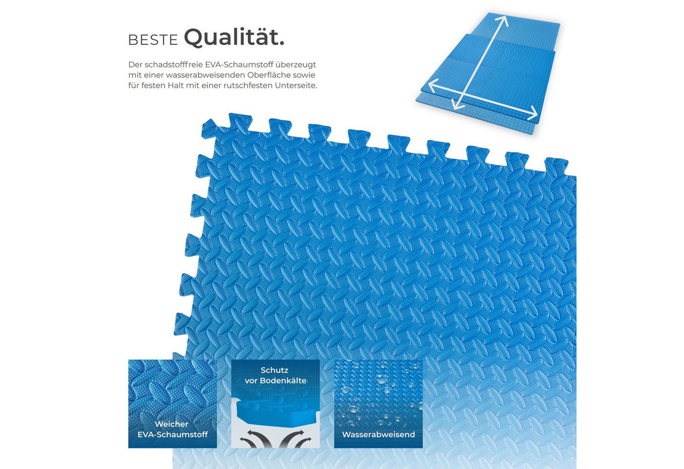 tectake Bodenschutzmatte Schutzmattenset, 12-teilig mit 24 Randstücken, Maße: je 61 x 61 cm, Bürostuhlunterlage, in blau, Leichte Reinigung und flexibel erweite – Bild 3 von 5