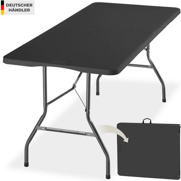 tectake Campingtisch Outdoor-Tisch klappbar, gummierter Tragegriff, 120 kg Belastbarkeit (Klapptisch Panja, 1-St., in anthrazit), wetterfest, robuster Kunststof