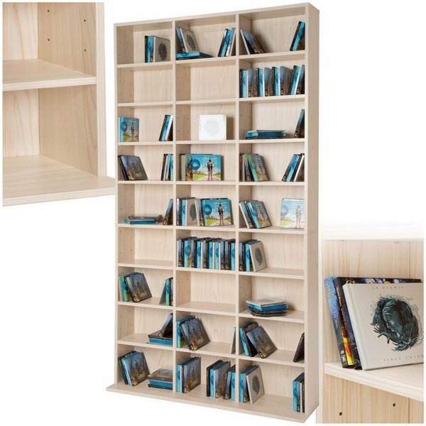 tectake CD-Regal CD Aufbewahrung in Holzoptik, 27 Fächer, variabel, 180x102x23,5 cm, Cd Sammelregal Christel 1-tlg., für bis zu 1080 CDs, Inkl. Montagematerial 