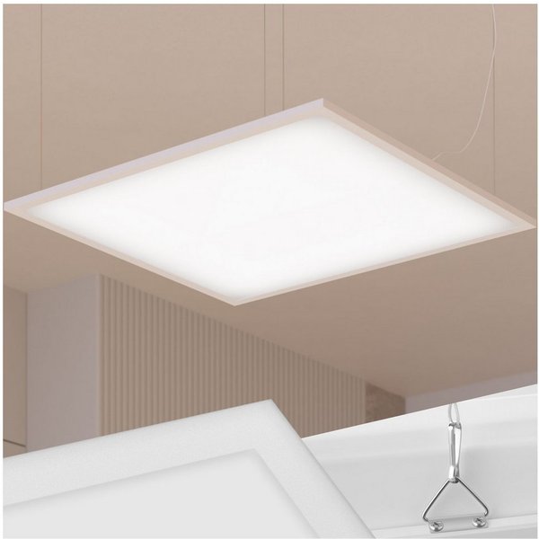 tectake Deckenleuchten Ultraflaches LED-Panel warmweiß für vielseitige Innenbeleuchtung, Blendfrei mit Backlighteffekt, Inkl. Zubehör