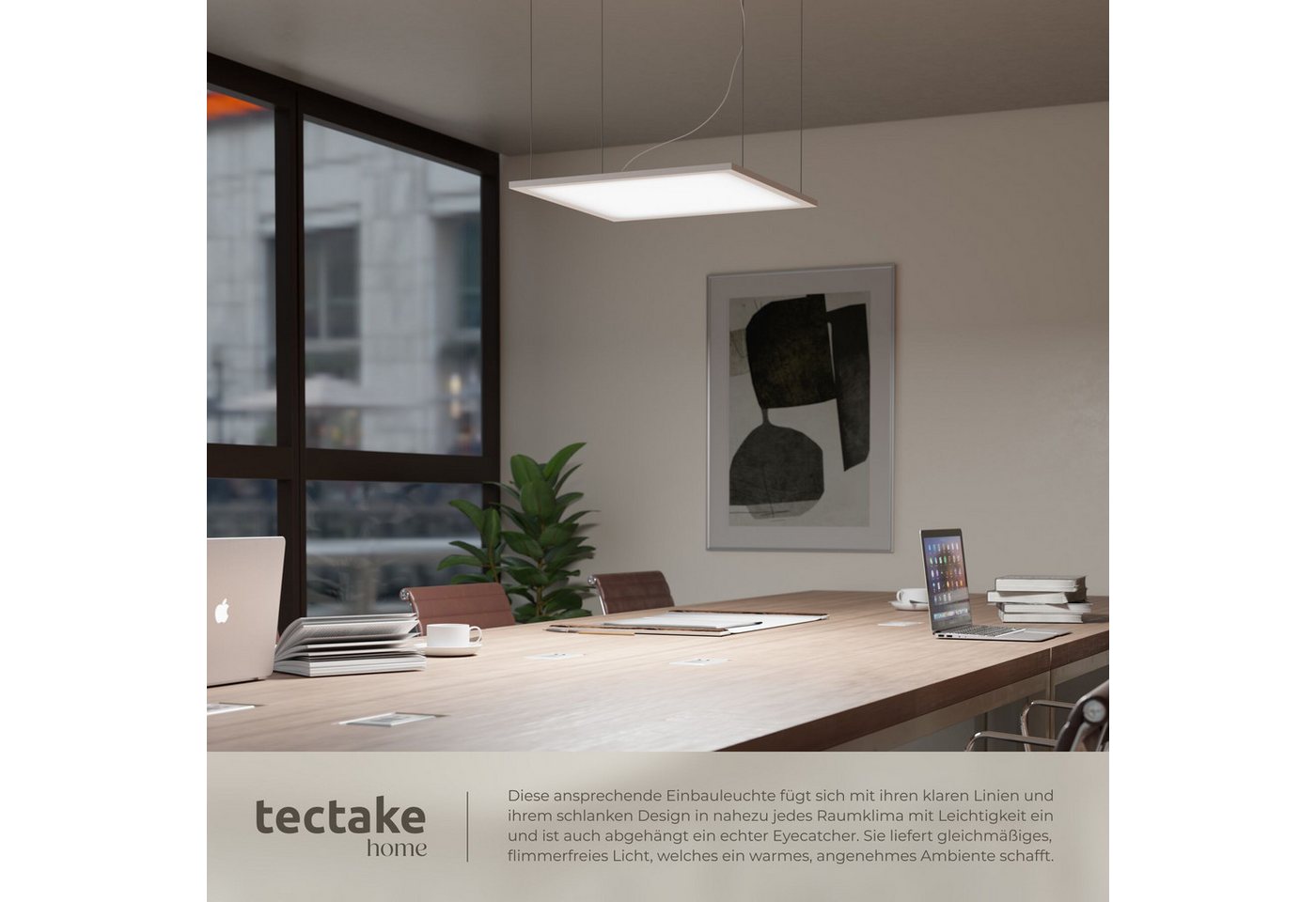 tectake Deckenleuchten Ultraflaches LED-Panel warmweiß für vielseitige Innenbeleuchtung, Blendfrei mit Backlighteffekt, Inkl. Zubehör – Bild 5 von 5