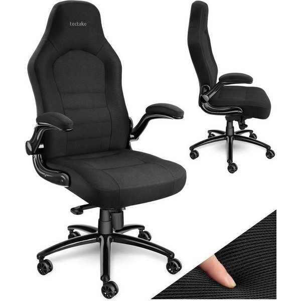 tectake Drehstuhl Bürostuhl, stufenlos höhenverstellbar, ergonomische Form, 360° (Schreibtischstuhl Springsteen, 1 St), Dicke Polsterung, mit Stoffbezug, klappb