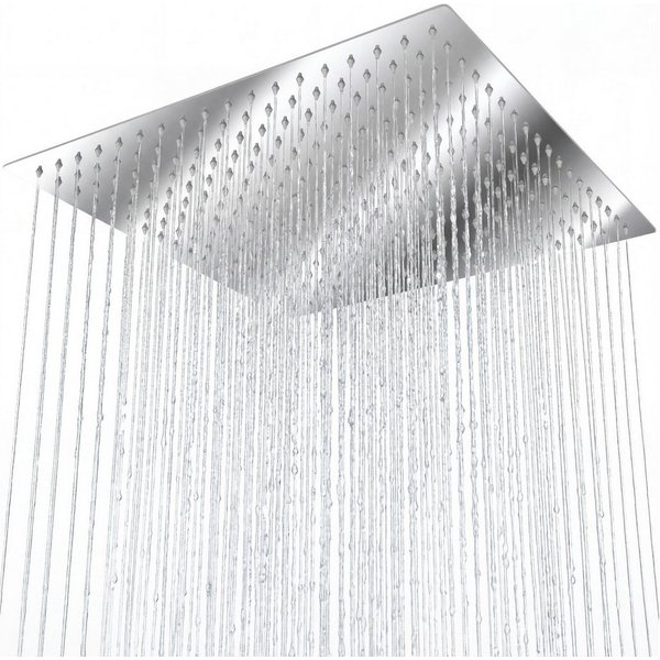 tectake Duschbrause Regenduschkopf, 1/2 Zoll Gewinde, Anti-Kalk-Spritzdüsen aus Silikon, (Handbrause, in silber), Aus poliertem Edelstahl mit Spiegeleffekt, qua