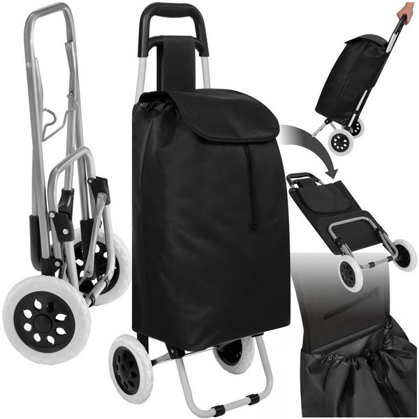 tectake Einkaufstrolley Shopping-Trolley, mit 35 l Fassungsvermögen, lässt sich klappen, Abnehmbarer Bezug, ausgestattet mit Gummizug, leichtgängige Laufräder