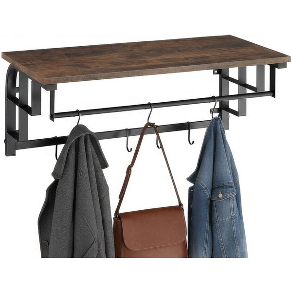 tectake Garderobe Kleiderständer, 66 x 30 x 27 cm, Industrial Style, Holz und Stahl (Flurmöbel Westwood, in Industrial Holz dunkel, rustikal), Ausgestattet mit 