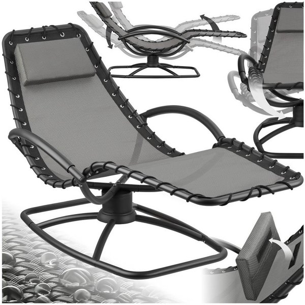 tectake Gartenliege ergonomische Kippliege, 77 x 170 x 83 cm, 150 kg Belastbarkeit, Sonnenliege Toulon, 1 St., in grau, bequeme Schaumstoffpolsterung, atmungsak