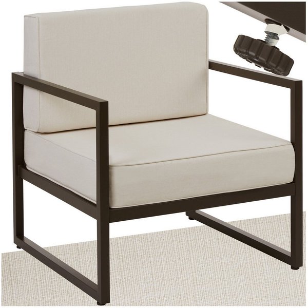 tectake Gartenstuhl Balkonstuhl, Dicke Sitzpolster, 120 kg Belastbarkeit, 74 x 78 x 85 (Terrassenstuhl Comosa für Außen in Braun/Beige, 1 St), höhenverstellbar,