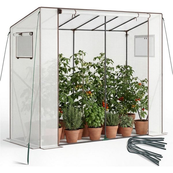tectake Gewächshaus Folien-Gewächshaus Anton - wetterfest und UV-beständig, 0,10 mm Wandstärke, foliengewächshaus Anton, in transparent, Pulverbeschichteter Sta