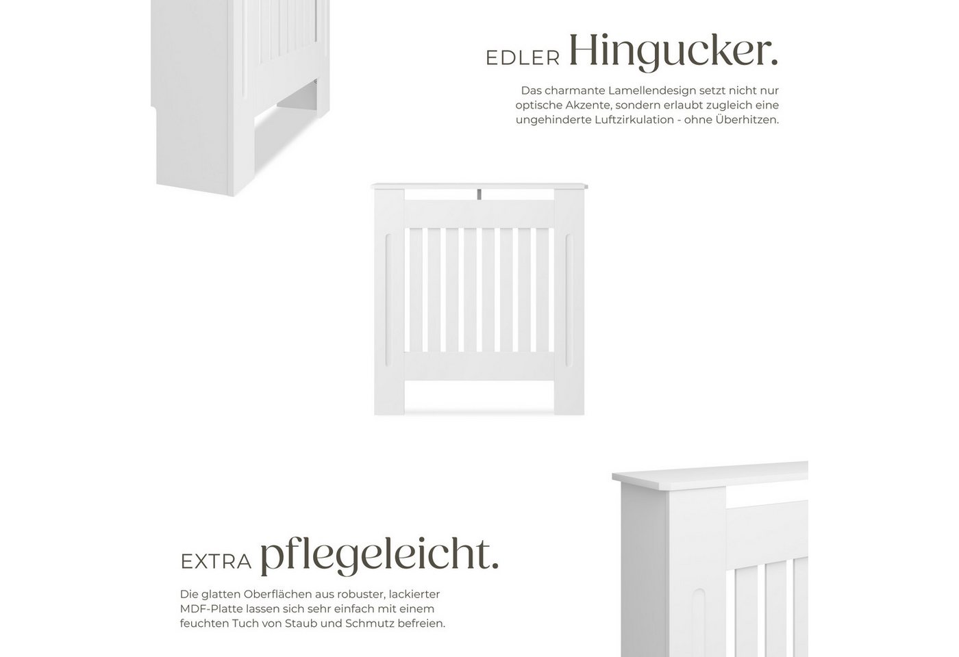 tectake Heizungsverkleidung Heizkörperabdeckung, optimale Luftzirkulation, verschiedene Größen, Robuste MDF-Platte, zusätzliche Ablagefläche, Belastbarkeit 5 kg – Bild 3 von 5