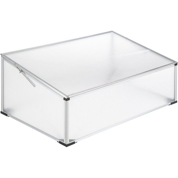 tectake Hochbeet Pflanzbeet, Aufbau im Stecksystem, aus Aluminium, (Gemüsebeet, in transparent), Mit Hohlkammerplatten und arretierbarem Dach, stabile Kunststof
