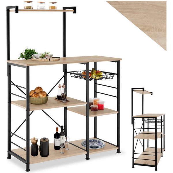 tectake Küchenregal Küchen-Standregal, 90 x 40 x 131,5 cm, höhenverstellbare Füße, Vorratsregal Crawley 1-tlg., Industrial Style, Holz & Stahl, 6 Ablagen und au
