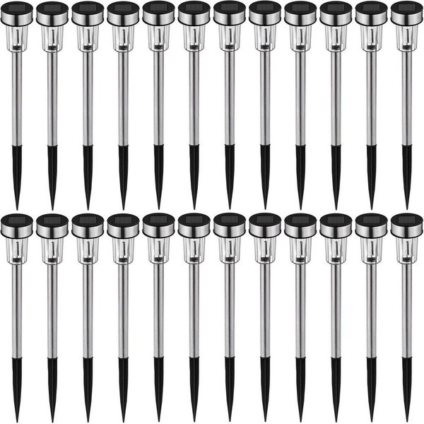 tectake LED Gartenstrahler 24er-Set LED-Solarleuchten, Maße: 4,7 x 37 cm, bunt leuchtend, Einschaltautomatik bei Dämmerung, LED, Bunt, Wasserdicht, inklusive Er