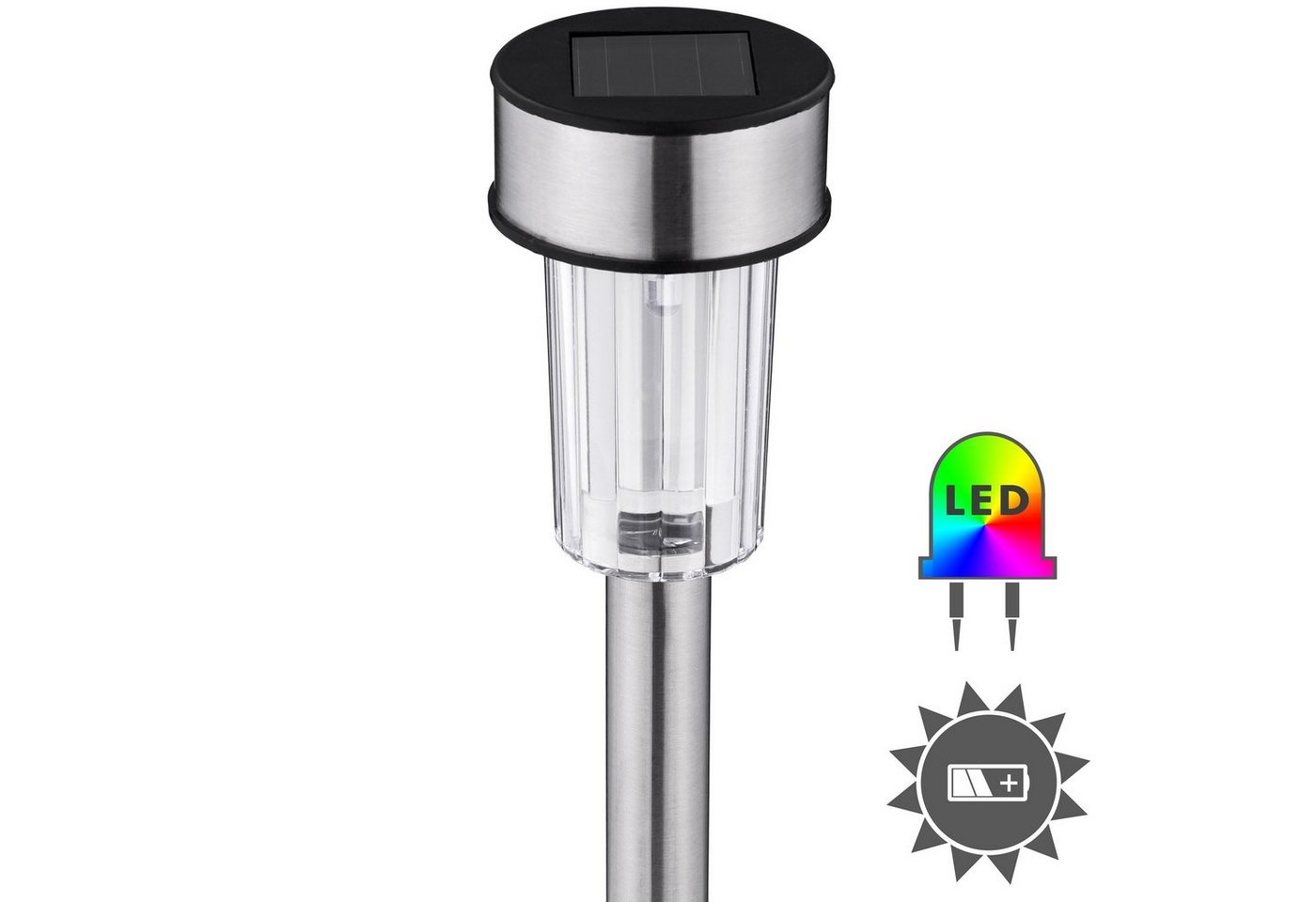 tectake LED Gartenstrahler 24er-Set LED-Solarleuchten, Maße: 4,7 x 37 cm, bunt leuchtend, Einschaltautomatik bei Dämmerung, LED, Bunt, Wasserdicht, inklusive Er – Bild 3 von 4