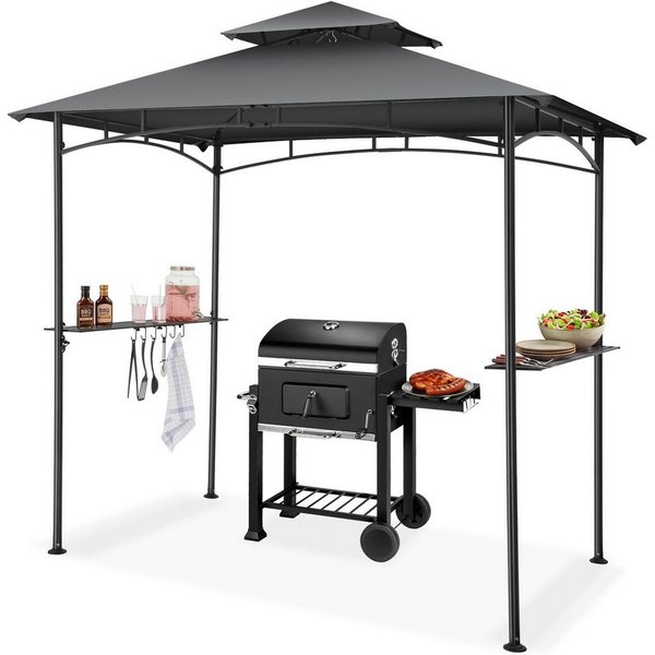 tectake Pavillon Grillpavillon, inklusive 8 Heringen und 6 Haken, 240 x 150 x 250 cm, mit 2 Seitenteilen, (Grillüberdachung Maracaibo, in anthrazit), wetterfest