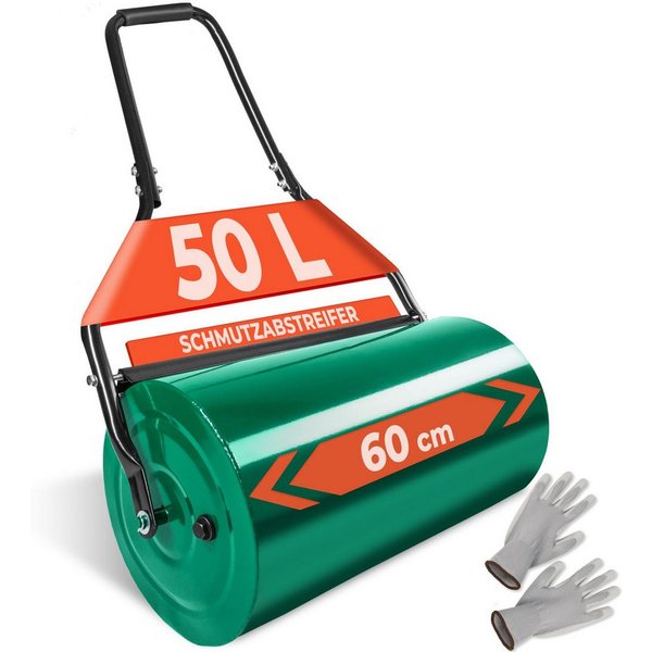 tectake Rasenwalze Gartenrolle, 60 cm Arbeitsbreite, Ø 31 cm, mit 50 l Füllvolumen, 60,00 cm, Gartenwalze, in grün,mit praktischem Schmutzabweiser und komfortab