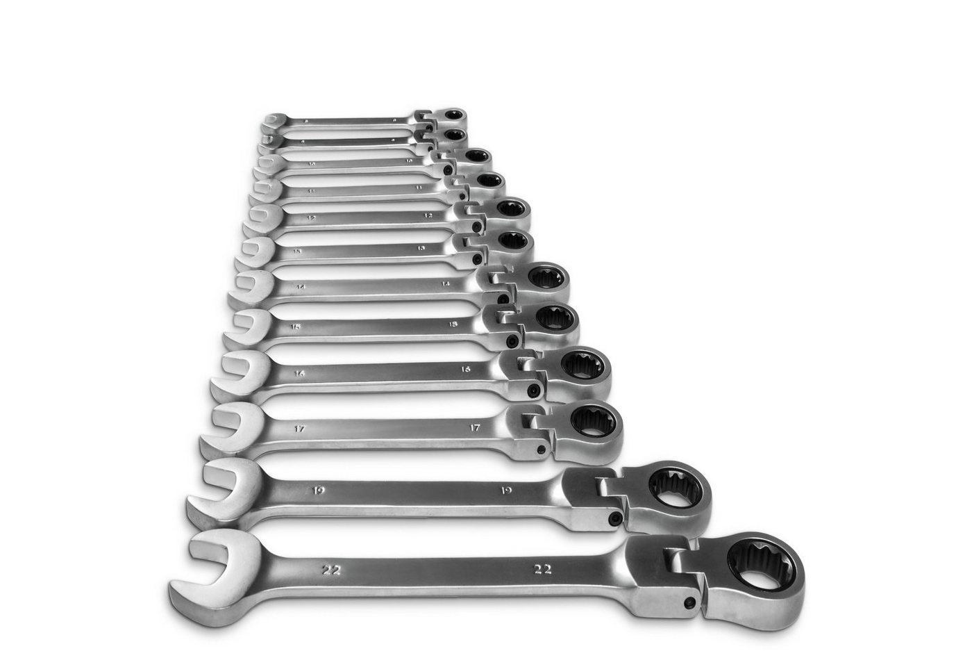 tectake Ratschenringschlüssel Ratschenschlüsselsatz, 12-tlg., inkl. Kunststoffkoffer, 8–22 mm (Schraubenschlüssel, 1 St., in schwarz), Maul-Ringschlüssel, flexi – Bild 5 von 5