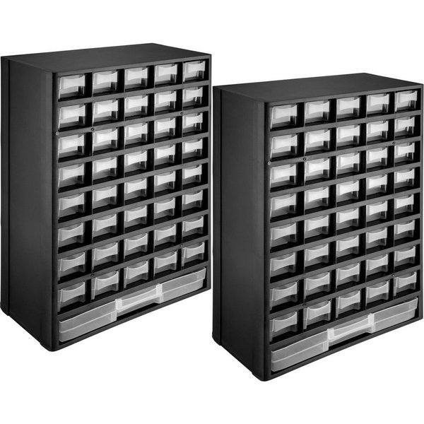 tectake Regal 2er-Set Sortimentskasten, stabil, Wandmontage, 30 x 13,5 x 45 cm, Organizer 2-tlg., Kunststoffrahmen, 41-tlg.: 1 großes, 40 mittlere Fächer, stape