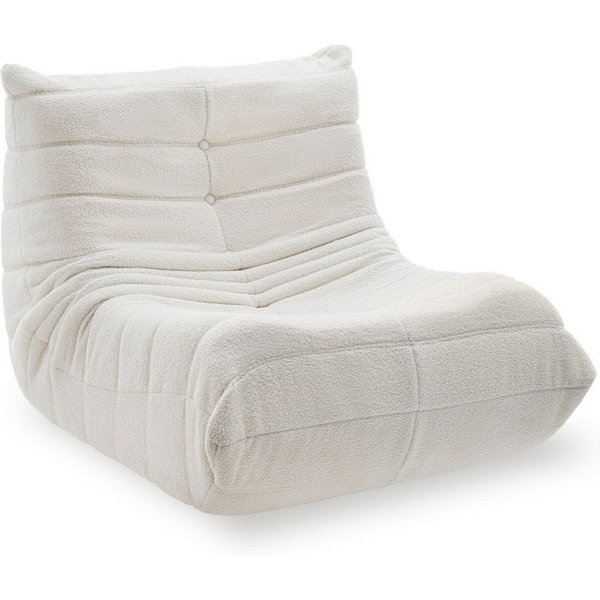 tectake Relaxsessel Wohnlicher Sessel, hochdichter Premiumschaumstoff (Lesesessel Logo, in Bouclé creme), rutschfeste Unterseite, formstabil, strapazierfähig