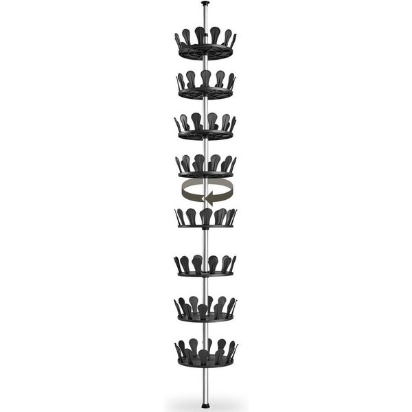 tectake Schuhregal Schuhaufbewahrung aus Kunststoff und Stahl, 26,5 x 100-300 cm, Schuhablage 1-tlg., 8 drehbare Ebenen für 96 Schuhe, variabler Aufbau im Steck