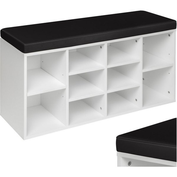 tectake Schuhschrank Schuhkommode, 103,5 x 48 x 30 cm, für 10 Paar Schuhe (Sideboard Max, 1-St., in schwarz/weiß) abnehmbarem Sitzpolster, 2 verstellbare Zwisch