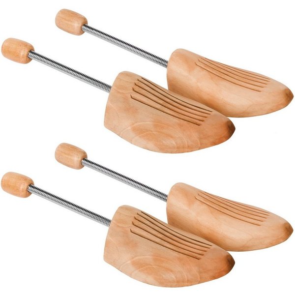 tectake Schuhspanner 2 Paar Spiral-Schuhspanner, gute Luftzirkulation (Schuhdehner, für Damen- und Herrenschuhe in braun), aus Zedernholz Verhinderung von Gehfa