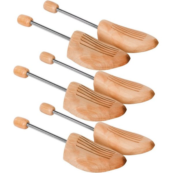tectake Schuhspanner 3 Paar Spiral-Schuhspanner, gute Luftzirkulation (Schuhdehner, für Damen- und Herrenschuhe in braun), aus Zedernholz Verhinderung von Gehfa