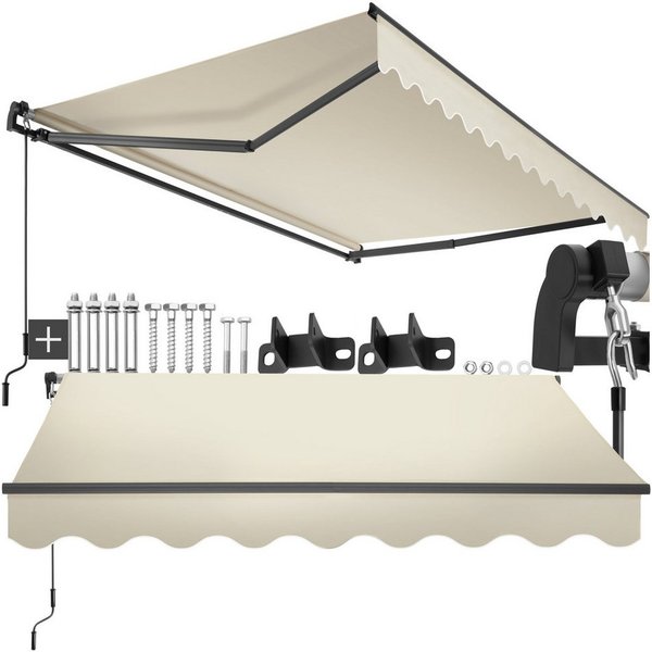 tectake Seitenarmmarkise Sichtschutz Garten mit Wandhalterung, UV-beständig und (Balkonmarkise Ornella, in beige) verschiedene Größen, stabile Gelenkarme, leich