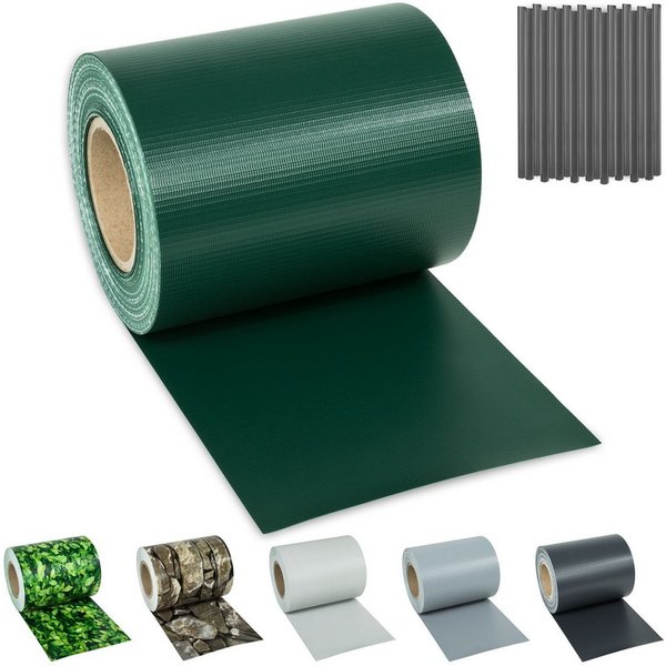tectake Sichtschutzzug Sichtschutzstreifen mit Befestigungsclips, witterungs und, Einzelstab- und Doppelstabmatten-Zäune, (Zaunblende, 450 g/m², in grün), doppe