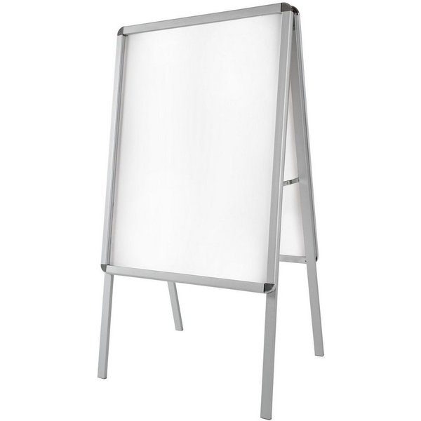 tectake Standtafel Aluminium-Kundenstopper DIN A1, doppelseitig, inkl. 2 Schutzfolien, (Werbeaufsteller, in grau), klappbar und wetterfest, Klicksystem sowie ab