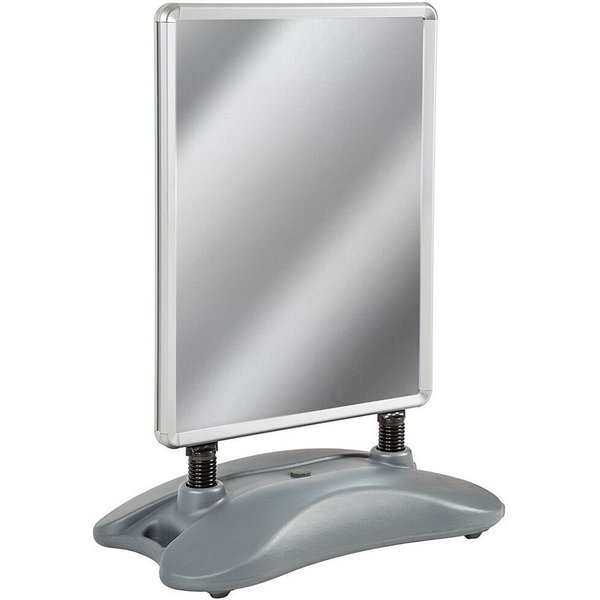 tectake Standtafel Kundenstopper DIN A1, doppelseitig, wetterfest, mit Aluminiumrahmen, (Plakataufsteller, in grau), Fußtank, Klicksystem, abgerundete Ecken, in