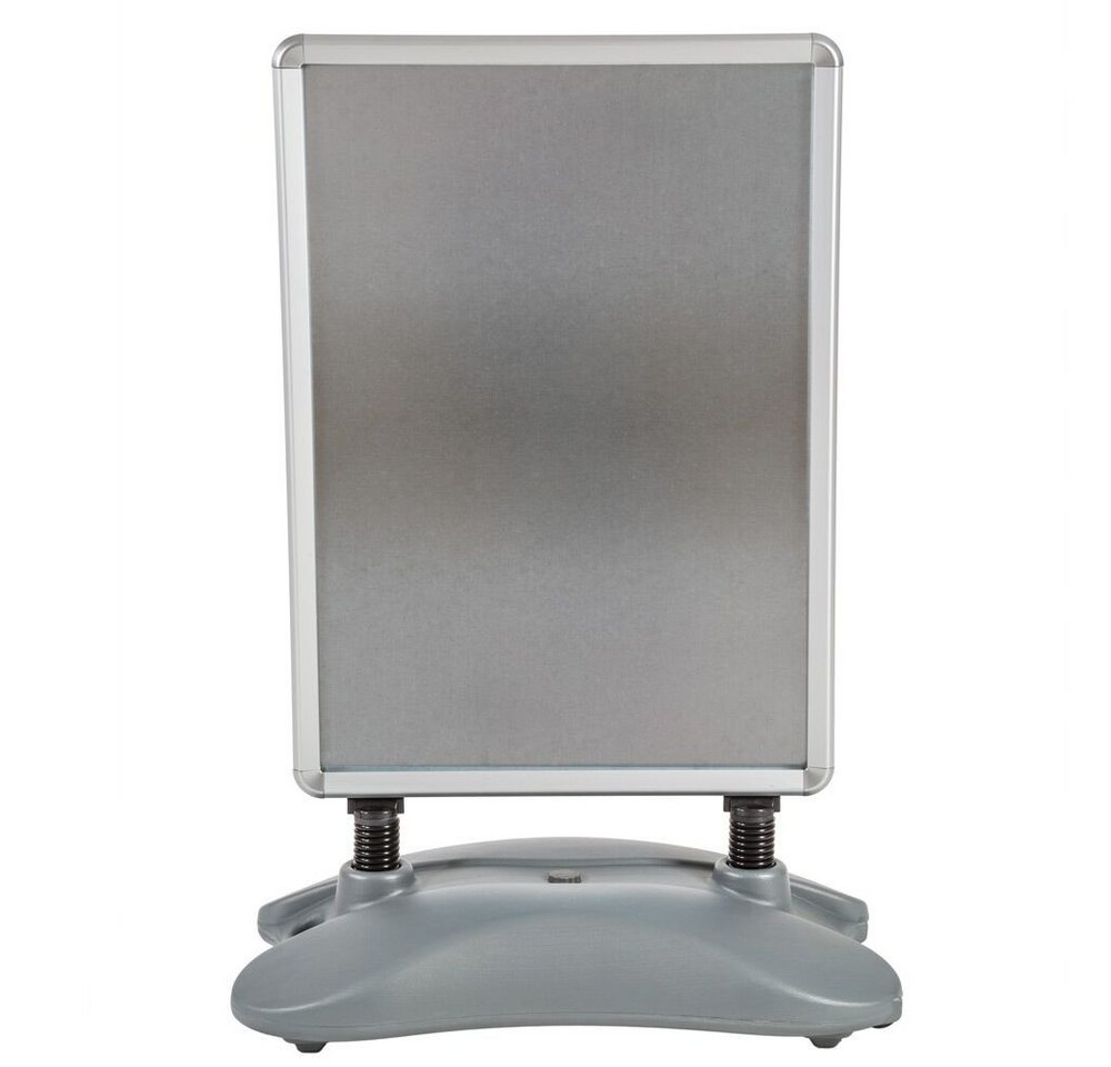 tectake Standtafel Kundenstopper DIN A1, doppelseitig, wetterfest, mit Aluminiumrahmen, (Plakataufsteller, in grau), Fußtank, Klicksystem, abgerundete Ecken, in – Bild 3 von 5