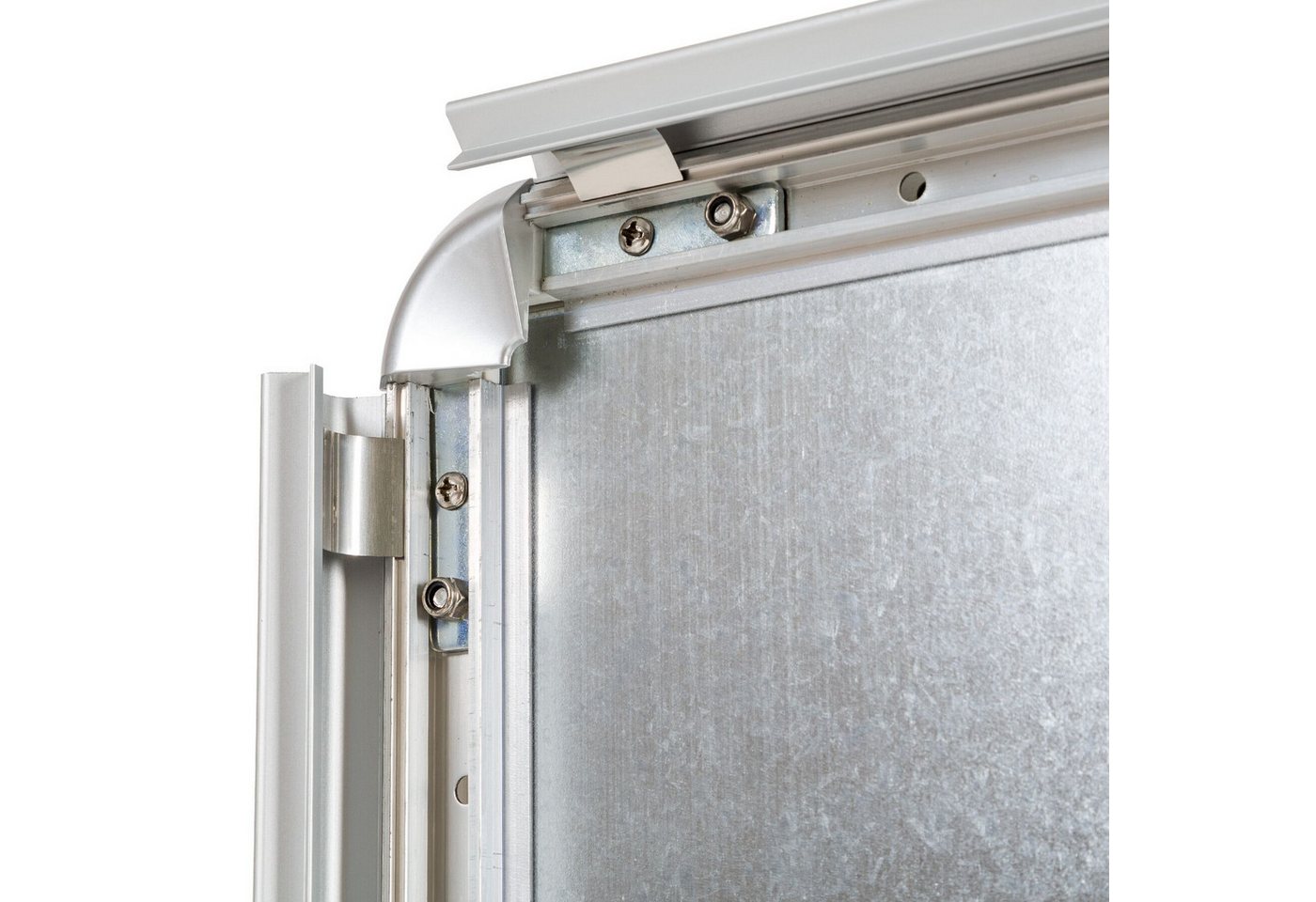 tectake Standtafel Kundenstopper DIN A1, doppelseitig, wetterfest, mit Aluminiumrahmen, (Plakataufsteller, in grau), Fußtank, Klicksystem, abgerundete Ecken, in – Bild 4 von 5
