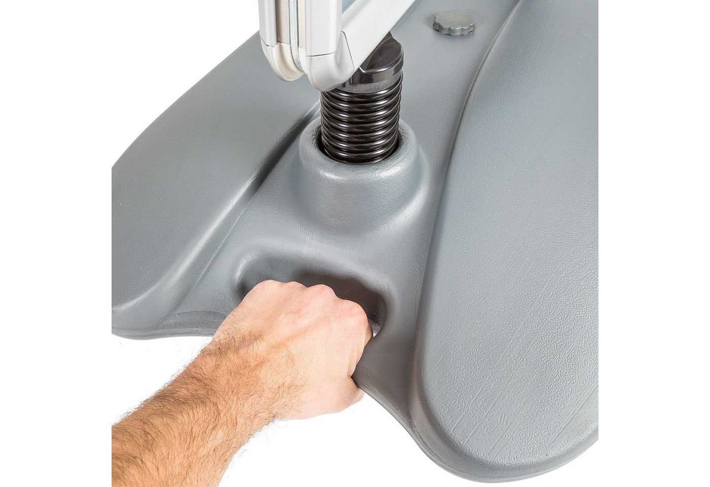 tectake Standtafel Kundenstopper DIN A1, doppelseitig, wetterfest, mit Aluminiumrahmen, (Plakataufsteller, in grau), Fußtank, Klicksystem, abgerundete Ecken, in – Bild 5 von 5