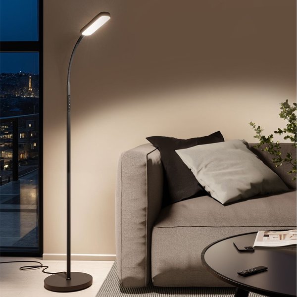 tectake Stehlampe Leselampe, 22 x 176 cm, 5 Lichtmodi, LED, 12 W, dimmbar, LED, variable Farbtemperatur, flexibler Schwanenhals