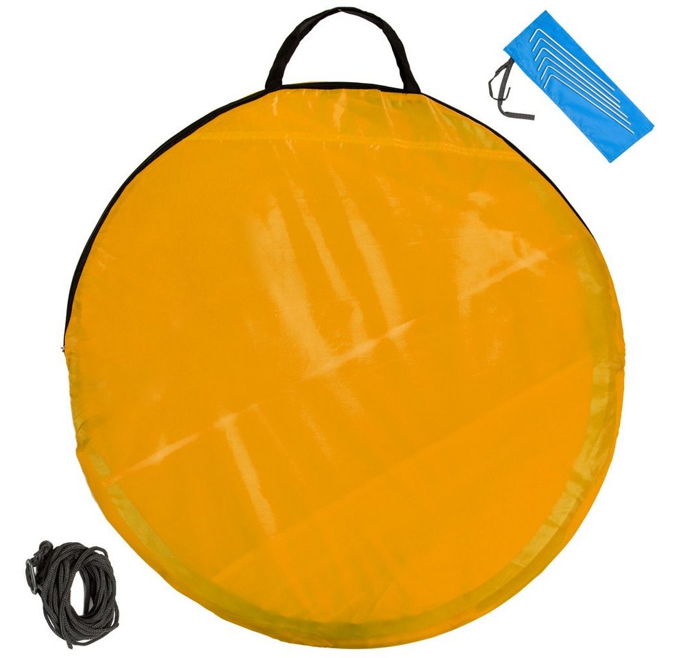 tectake Strandmuschel Pop-Up Strandmuschel, 220 x 120 x 100 cm selbstaufbauend, Personen: 2 (Strandzelt Jasmin, Inkl. Zubehör und Tragetasche in blau/orange), F – Bild 4 von 4