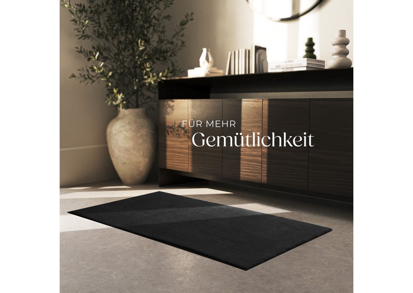 tectake Teppich Kurzflorteppich mit flauschiger Oberfläche, allergikerfreundlich, Rechteck, Höhe: 1,50 mm, strapazierfähig, pflegeleicht, waschbar, rutschfeste  – Bild 2 von 5