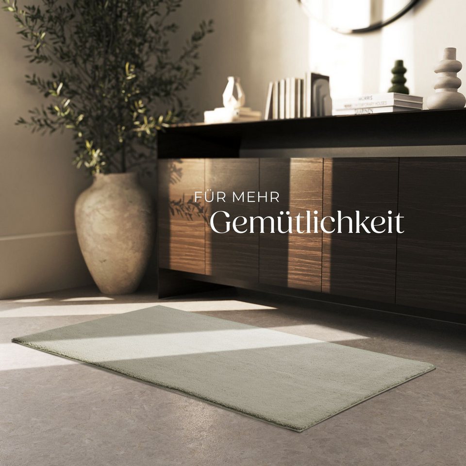 tectake Teppich Kurzflorteppich mit flauschiger Oberfläche, allergikerfreundlich, Rechteck, Höhe: 1,50 mm, strapazierfähig, pflegeleicht, waschbar, rutschfeste  – Bild 2 von 5