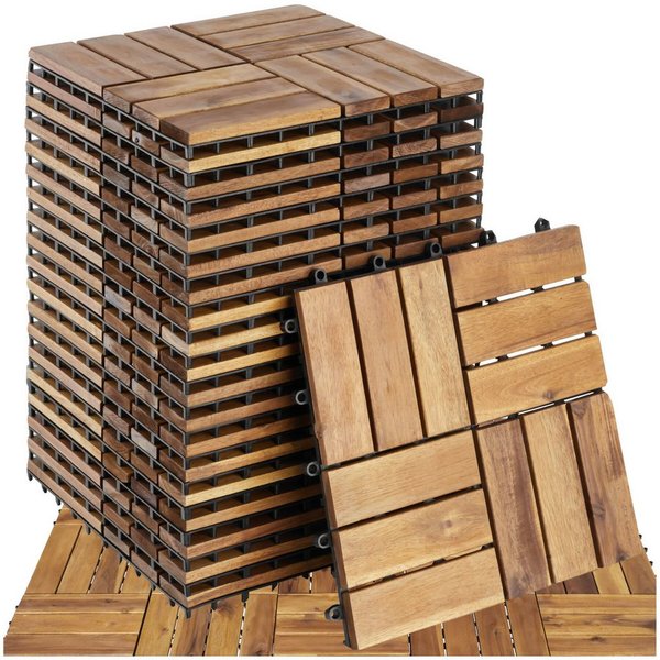tectake Terrassendielen Terrassenfliesen 20er Set mit Klicksystem, 31 x 31 x 2,2 cm, 1,922 m², BxL: je 31,00x31,00 cm, (Terrassenplatten Außenbereich Tabula, 20