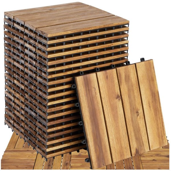 tectake Terrassendielen Terrassenfliesen 20er Set mit Klicksystem, 31 x 31 x 2,2 cm, 1,922 m², BxL: je 31,00x31,00 cm, (Terrassenplatten Außenbereich Tabula, 20