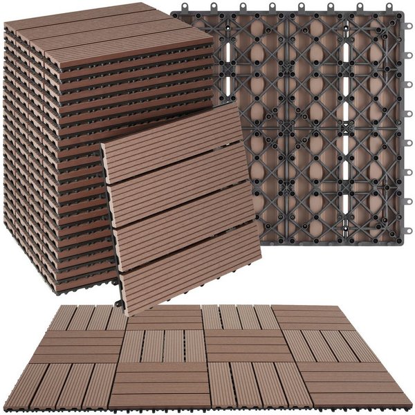 tectake Terrassendielen Terrassenfliesen 22er Set im Klicksystem, 31 x 31 x 2,2 cm, 2,1142 m², BxL: je 31,00x31,00 cm, (Terrassenplatten Außenbereich Tegulas, 2