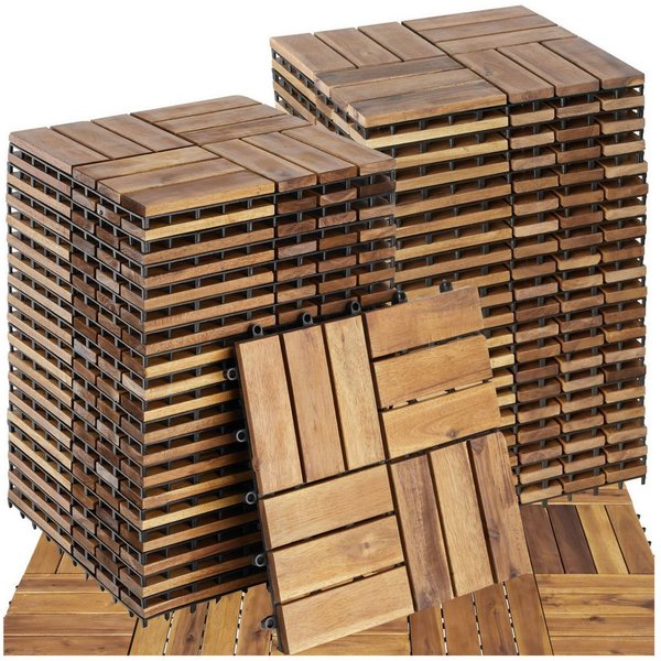 tectake Terrassendielen Terrassenfliesen 40er Set mit Klicksystem, 31 x 31 x 2,2 cm, 3,844 m², BxL: je 31,00x31,00 cm, (Terrassenplatten Außenbereich Tabula, 40