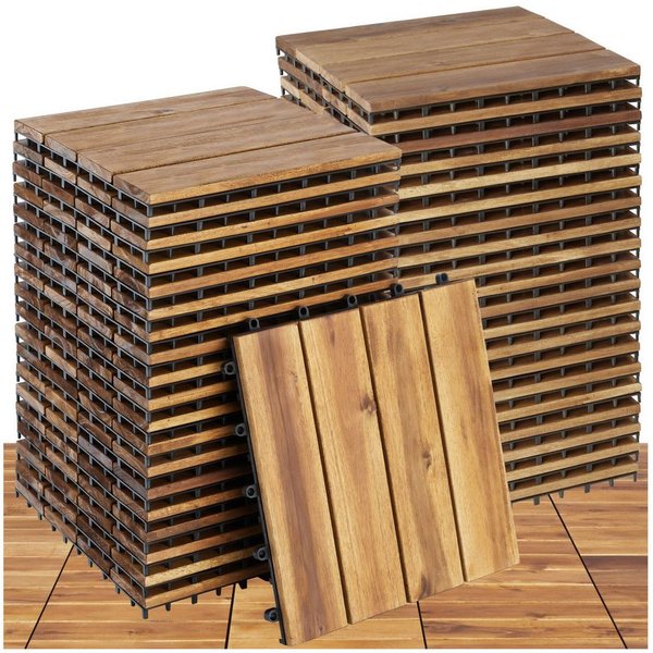 tectake Terrassendielen Terrassenfliesen 40er Set mit Klicksystem, 31 x 31 x 2,2 cm, 3,844 m², BxL: je 31,00x31,00 cm, (Terrassenplatten Außenbereich Tabula, 40