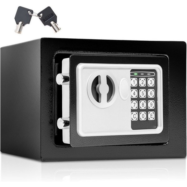 tectake Tresor Elektronischer Safe mit Doppelbolzen-Verschlusssystem, 17 x 23 x 17 (Möbeltresor, in schwarz), LED-Anzeige mit akustischem Signal, wählbarer Sich