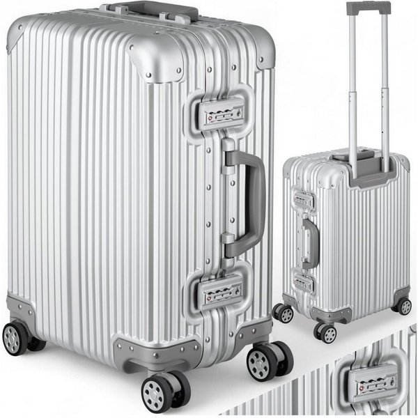 tectake Trolley Aluminium Boardtrolley, gängige Handgepäckgröße, abteilbarer, 4 Rollen, 2 TSA-Sicherheitszahlenschlösser, 360° drehbar, gummierte Doppelrollen
