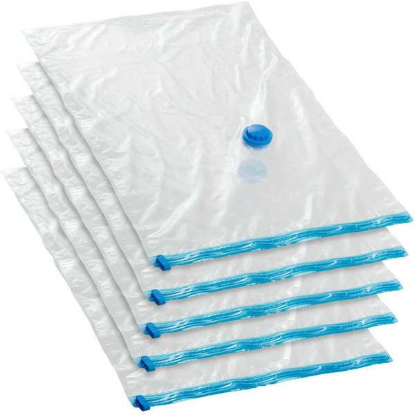tectake Vakuumbehälter 5er-Set Vakuumbeutel, wiederverwendbar, Kunststoff, (Aufbewahrungsbeutel, 5-tlg., in transparent), mit Ein- und Auslassventil, bis zu 75 