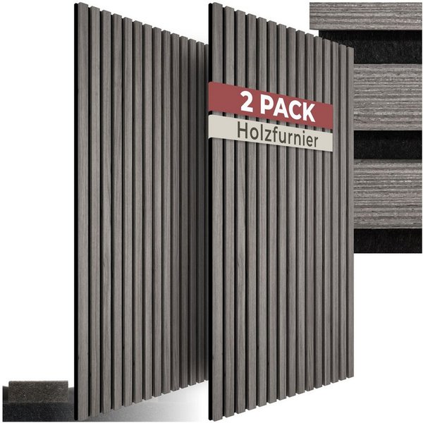 tectake Wandpaneel Akustikpaneele aus MDF und Echtholzfurnier - Eiche hellgrau, BxL: 50x110 cm, 0.55000000000000004 qm, (Holzpaneele Sonic Wall II, 2-tlg., Größ